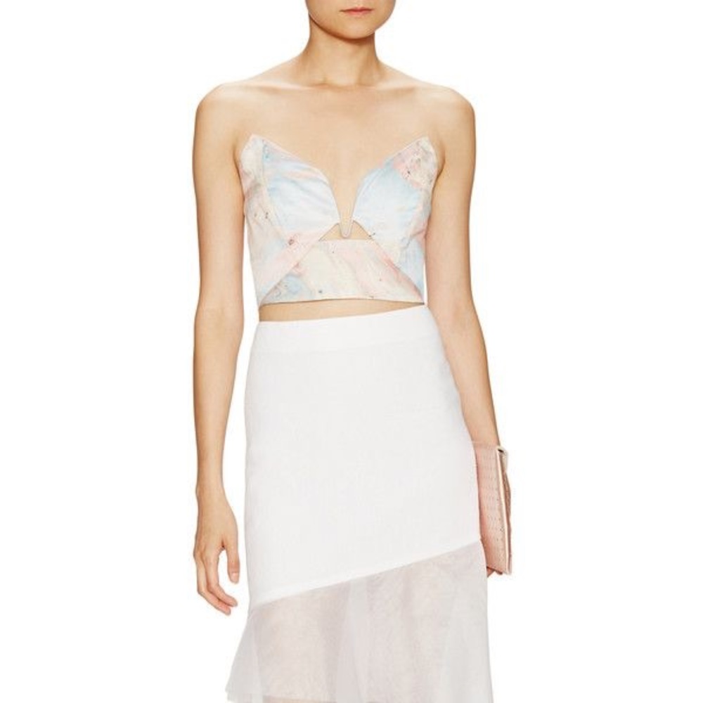 Zimmermann Seer Marble Print Strapless Top